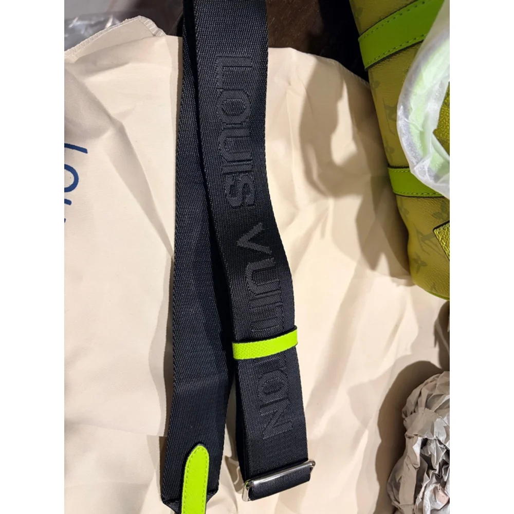 LV Keepall Bandoulière 25 taigarama XS Duffle Bag Neon Green Monogram Canvas Cro - Picture 6 of 11